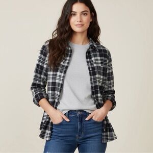 Faherty Legend Sweater Shirt Charcoal Bone Plaid Flannel